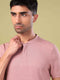 Men Cubic Melange Slim Fit Henley Neck Sports T-shirt with DOUBLE COOL