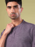 Men Cubic Melange Slim Fit Henley Neck Sports T-shirt with DOUBLE COOL