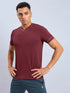 Men Solid Slim Fit V Neck T-shirt with TECHNO COOL+