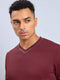 Men Solid Slim Fit V Neck T-shirt with TECHNO COOL+