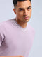 Men Solid Slim Fit V Neck T-shirt with TECHNO COOL+