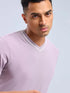 Men Solid Slim Fit V Neck T-shirt with TECHNO COOL+