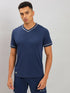 Men Solid Slim Fit V Neck T-shirt with TECHNO COOL+