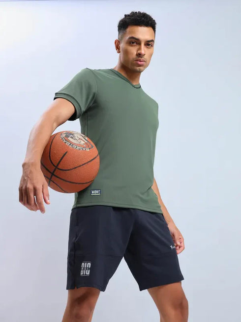 Men Solid Slim Fit V Neck T-shirt with TECHNO COOL+