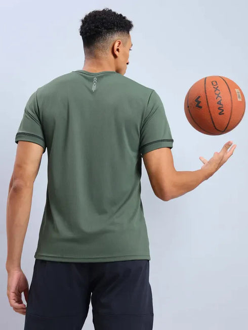 Men Solid Slim Fit V Neck T-shirt with TECHNO COOL+