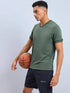 Men Solid Slim Fit V Neck T-shirt with TECHNO COOL+