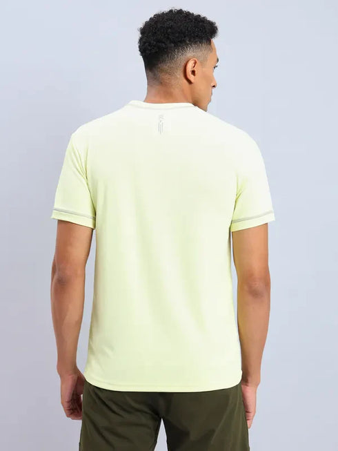 Men Solid Slim Fit V Neck T-shirt with TECHNO COOL+