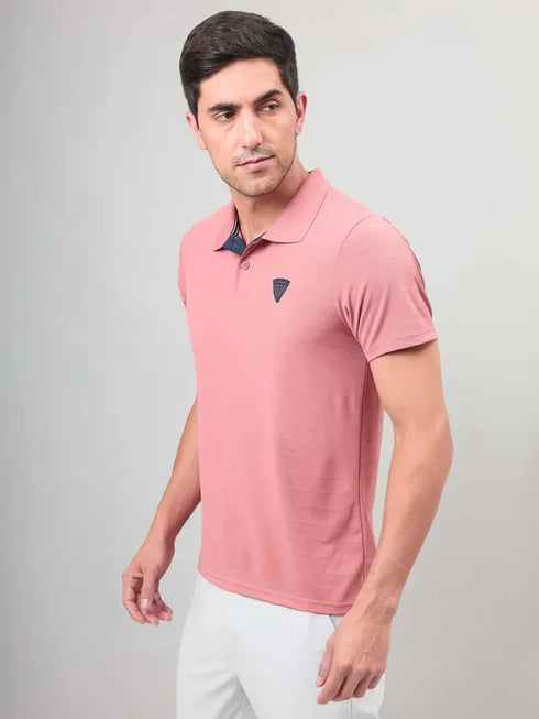Men Self Design Slim Fit Polo T-shirt with AIRTEX STRIPES