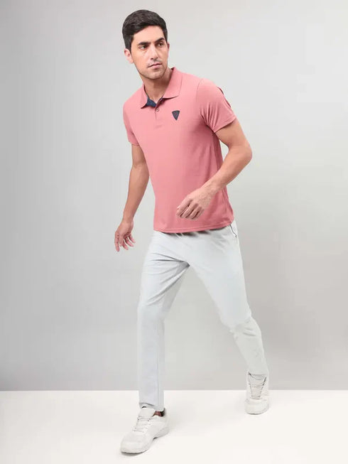 Men Self Design Slim Fit Polo T-shirt with AIRTEX STRIPES