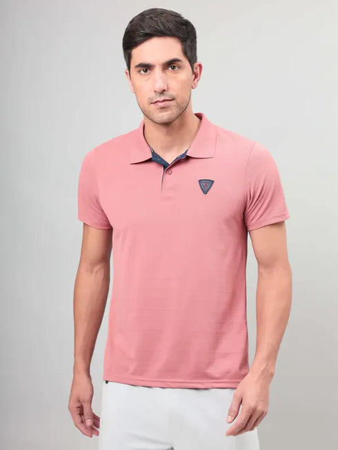 Men Self Design Slim Fit Polo T-shirt with AIRTEX STRIPES