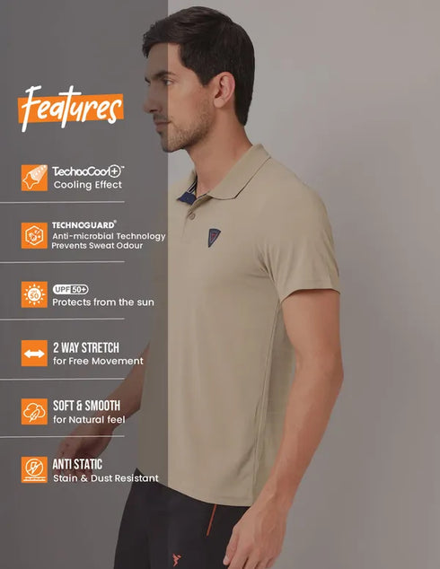 Men Self Design Slim Fit Polo T-shirt with AIRTEX STRIPES