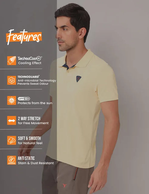 Men Self Design Slim Fit Polo T-shirt with AIRTEX STRIPES
