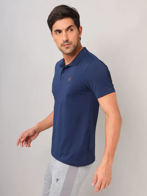 Men Self Design Slim Fit Polo T-shirt with AIRTEX STRIPES