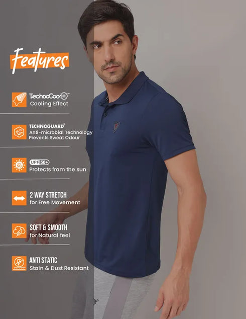 Men Self Design Slim Fit Polo T-shirt with AIRTEX STRIPES