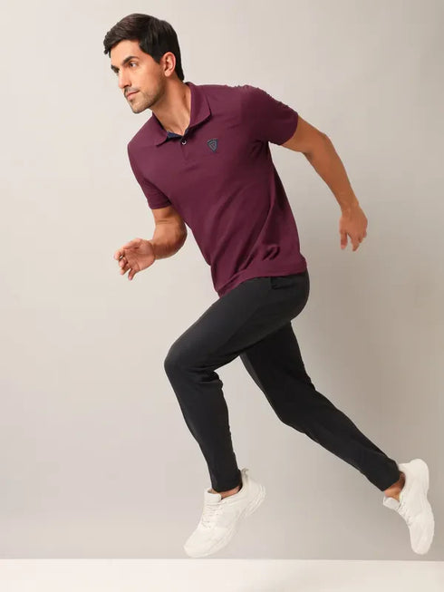 Men Self Design Slim Fit Polo T-shirt with AIRTEX STRIPES