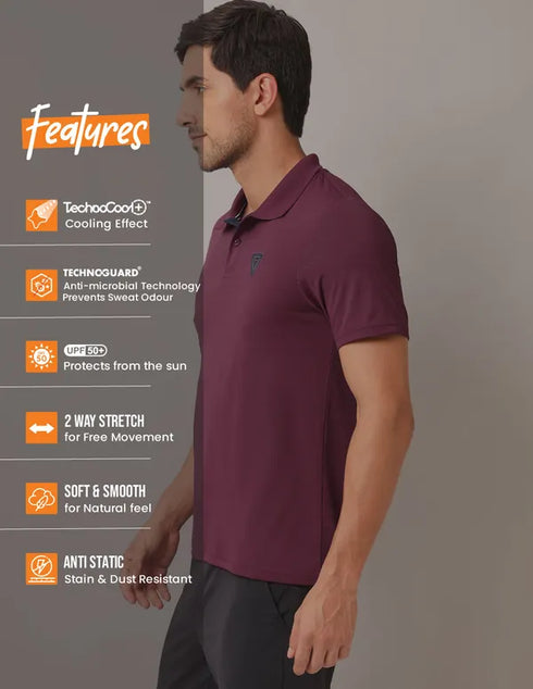 Men Self Design Slim Fit Polo T-shirt with AIRTEX STRIPES