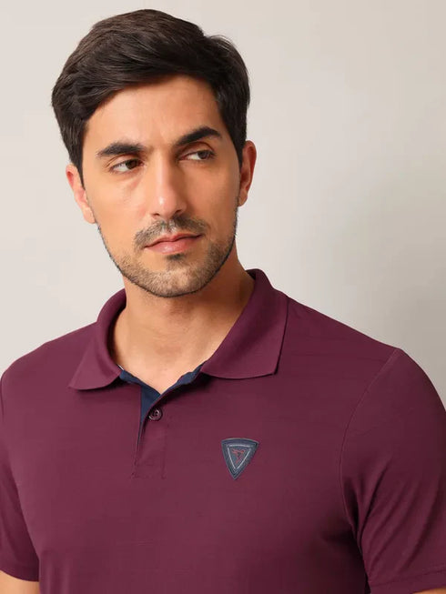 Men Self Design Slim Fit Polo T-shirt with AIRTEX STRIPES