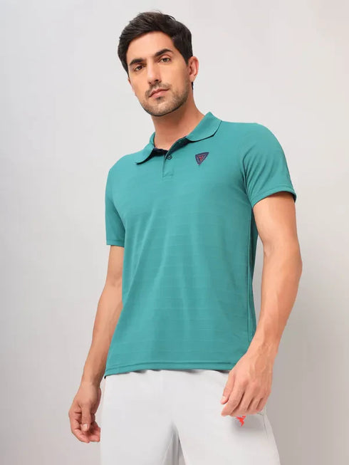 Men Self Design Slim Fit Polo T-shirt with AIRTEX STRIPES