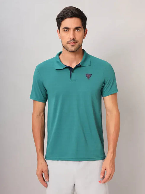 Men Self Design Slim Fit Polo T-shirt with AIRTEX STRIPES