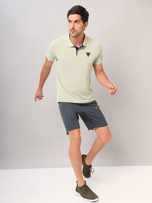 Men Self Design Slim Fit Polo T-shirt with AIRTEX STRIPES