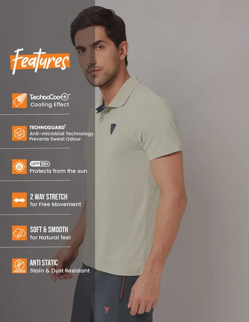 Men Self Design Slim Fit Polo T-shirt with AIRTEX STRIPES