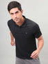 Men Self Design Slim Fit Polo T-shirt with MATPIQ