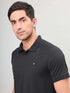 Men Self Design Slim Fit Polo T-shirt with MATPIQ