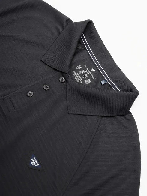 Men Self Design Slim Fit Polo T-shirt with MATPIQ