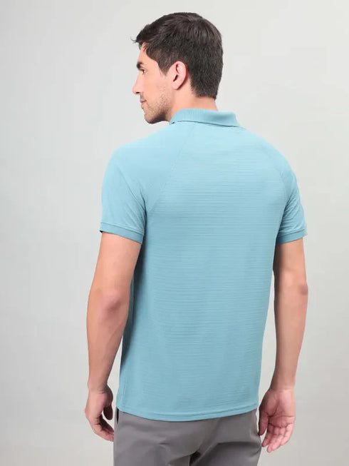 Men Self Design Slim Fit Polo T-shirt with MATPIQ