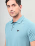 Men Self Design Slim Fit Polo T-shirt with MATPIQ