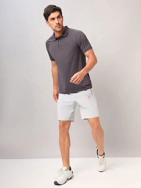 Men Self Design Slim Fit Polo T-shirt with MATPIQ