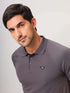 Men Self Design Slim Fit Polo T-shirt with MATPIQ