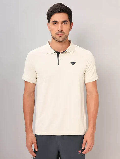 Men Self Design Slim Fit Polo T-shirt with MATPIQ