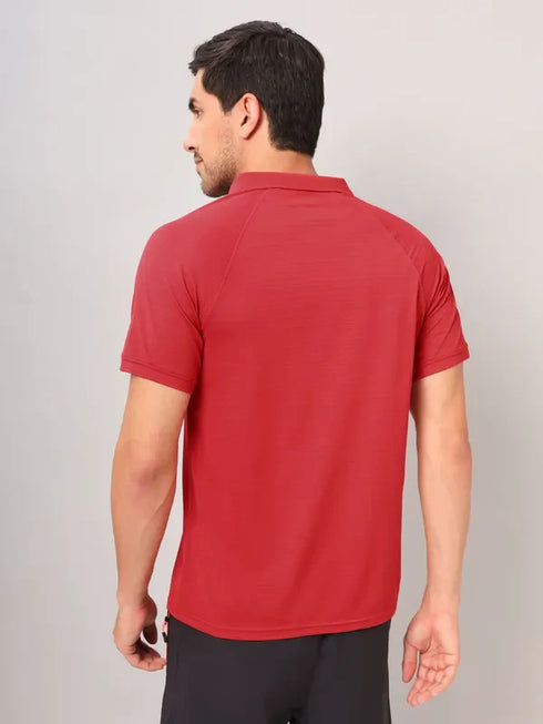 Men Self Design Slim Fit Polo T-shirt with MATPIQ