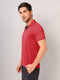 Men Self Design Slim Fit Polo T-shirt with MATPIQ
