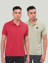 Men Self Design Slim Fit Polo T-shirt with MATPIQ (Pack of 2)