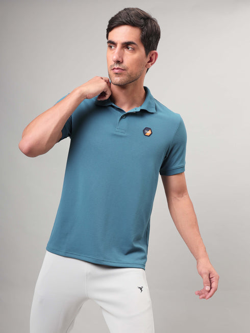 Men Self Design Slim Fit Polo T-shirt with MATPIQ (Pack of 2)