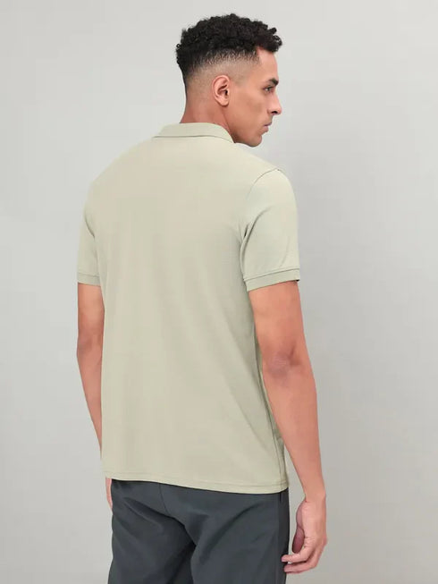 Men Self Design Slim Fit Polo T-shirt with MATPIQ