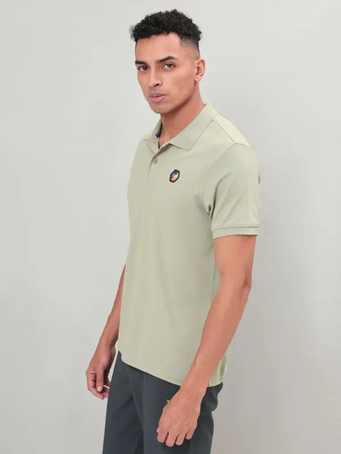 Men Self Design Slim Fit Polo T-shirt with MATPIQ