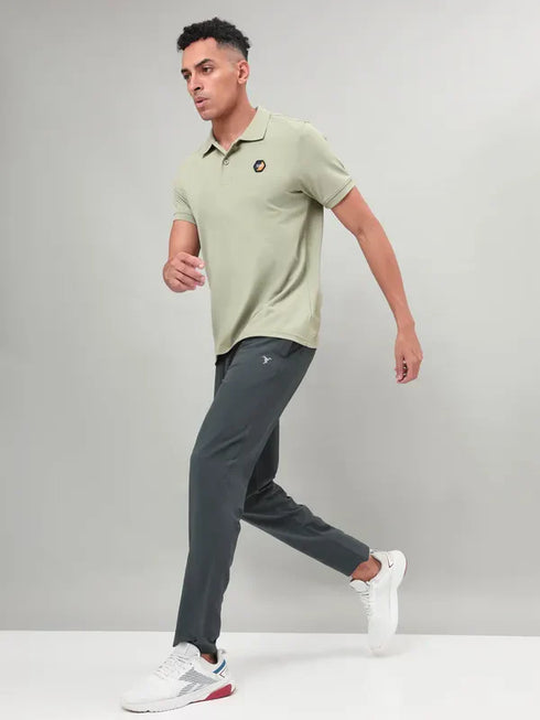 Men Self Design Slim Fit Polo T-shirt with MATPIQ