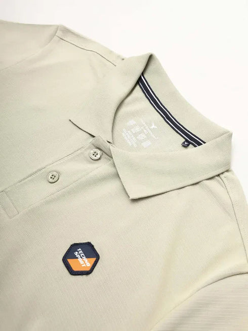 Men Self Design Slim Fit Polo T-shirt with MATPIQ