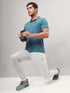 Men Self Design Slim Fit Polo T-shirt with MATPIQ