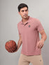 Men Self Design Slim Fit Polo T-shirt with MATPIQ