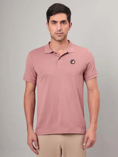 Men Self Design Slim Fit Polo T-shirt with MATPIQ