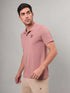 Men Self Design Slim Fit Polo T-shirt with MATPIQ
