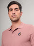 Men Self Design Slim Fit Polo T-shirt with MATPIQ