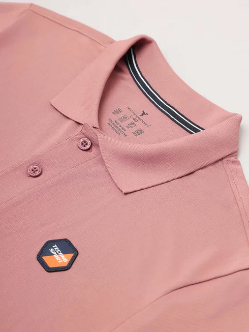 Men Self Design Slim Fit Polo T-shirt with MATPIQ