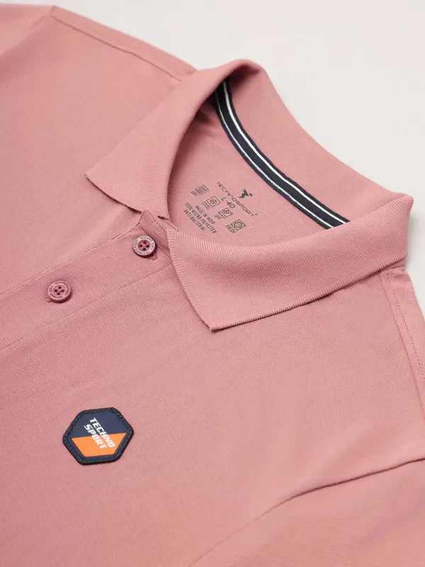 Men Self Design Slim Fit Polo T-shirt with MATPIQ