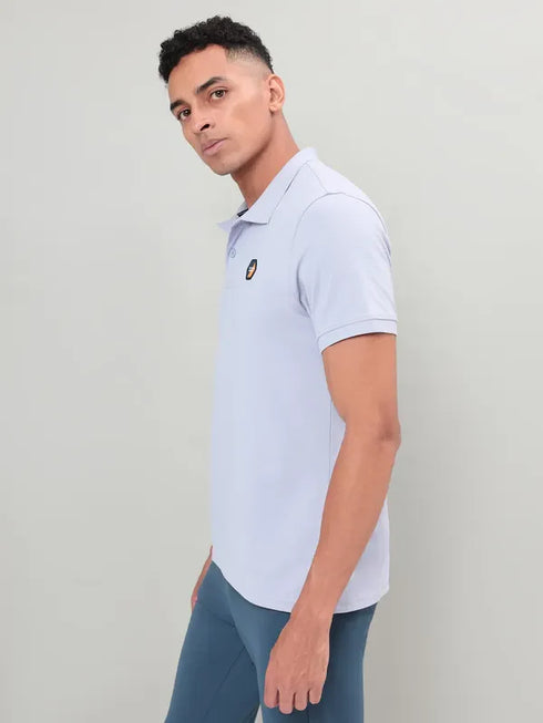 Men Self Design Slim Fit Polo T-shirt with MATPIQ
