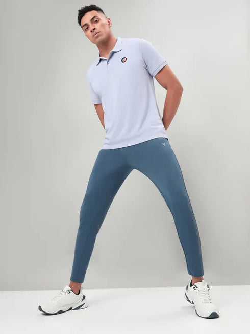 Men Self Design Slim Fit Polo T-shirt with MATPIQ